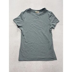 FRANKEE & SKYLARR Shirt Womens Large Green Crew Neck Short Sleeve Tee Stretch